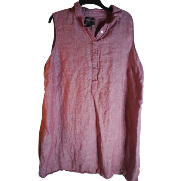 Tahari Dresses & Skirts - Tahari 100% Linen Red Sleeveless Chambray Dress Size 3X Lagonlook Minimalist